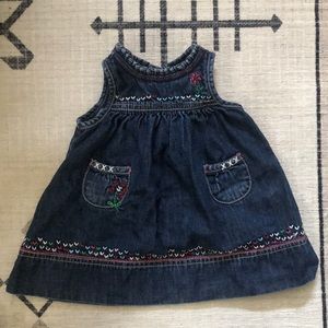 Baby Gap Girls Jean Embroidered Dress 0-3 Months